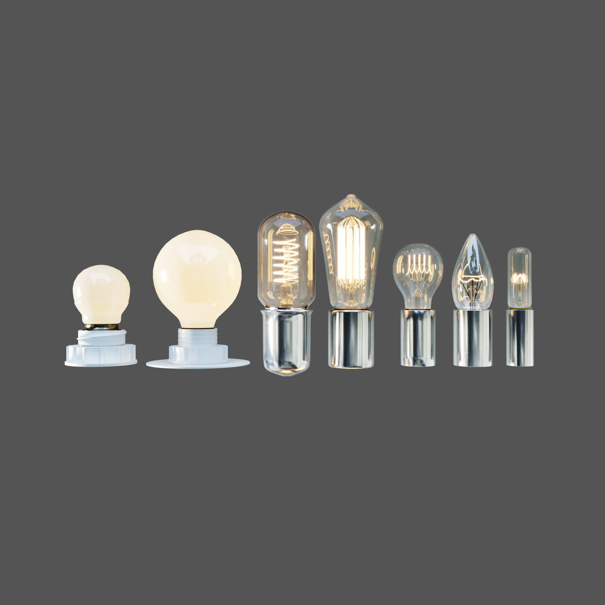 LAMPS SET two light bulbs 3D model_1
