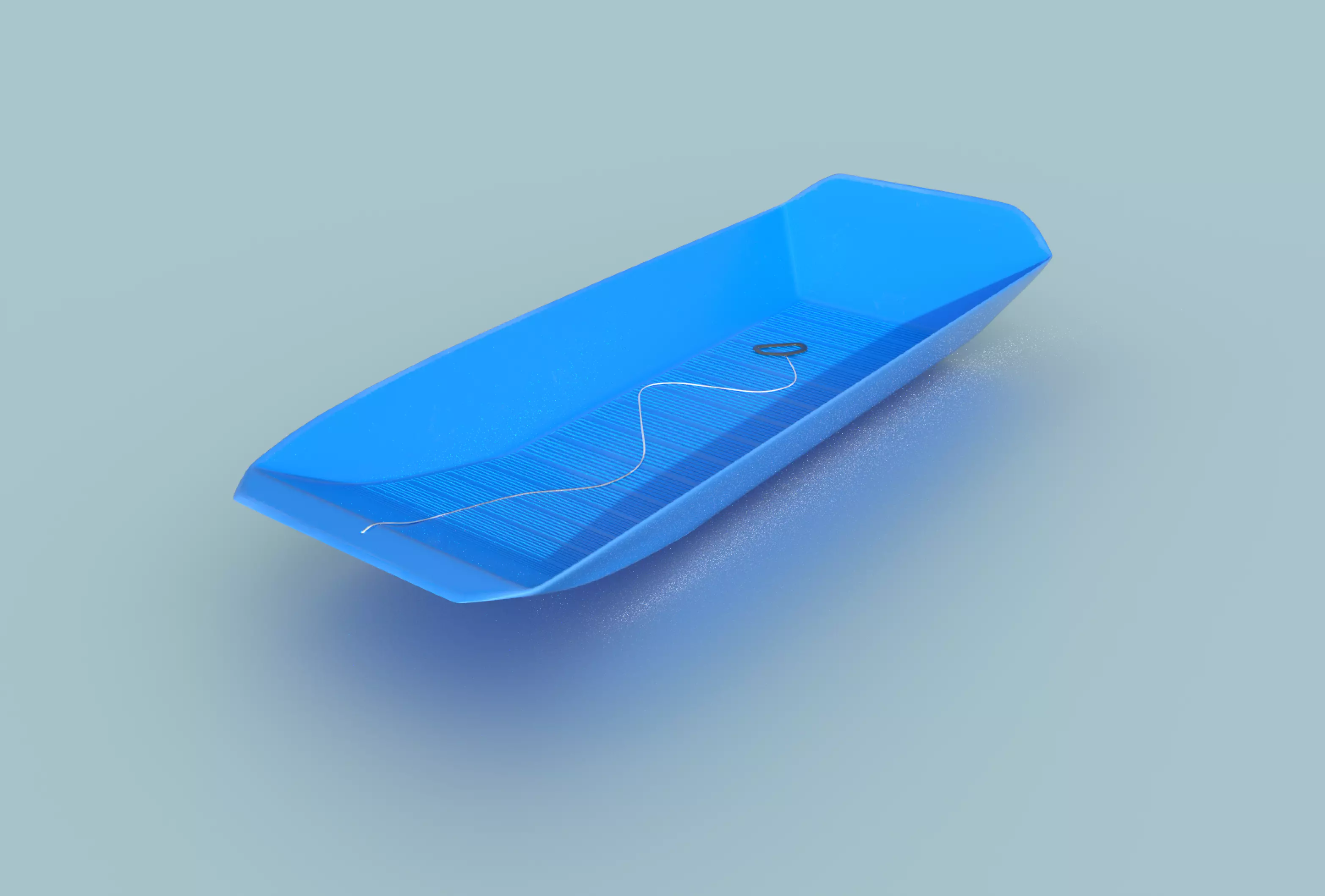 Game Ready Rectangular Sled Blue Winter Toy Low And High Poly Low-poly 3D model_0