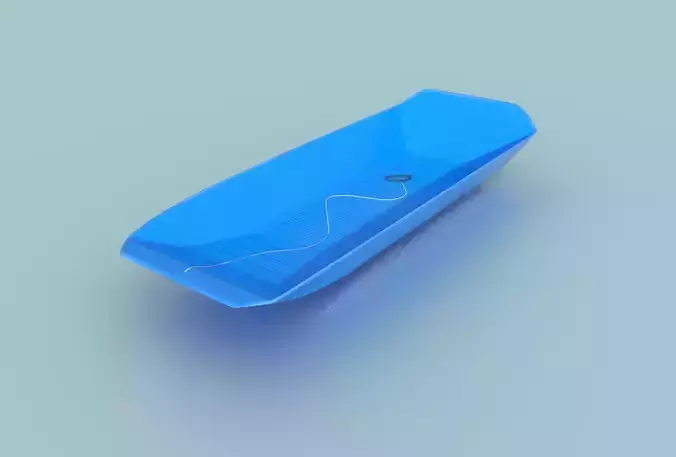 Game Ready Rectangular Sled Blue Winter Toy Low And High Poly Low-poly 3D model