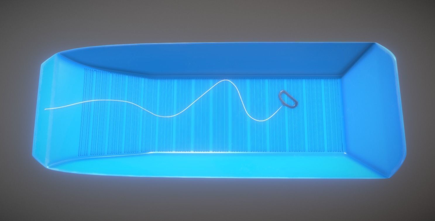 Game Ready Rectangular Sled Blue Winter Toy Low And High Poly Low-poly 3D model_2