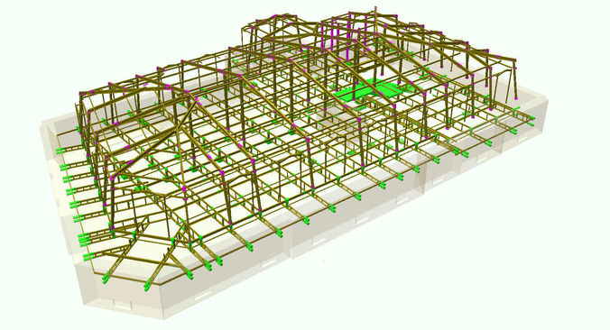 construction of the attic floor and roof 3D model
