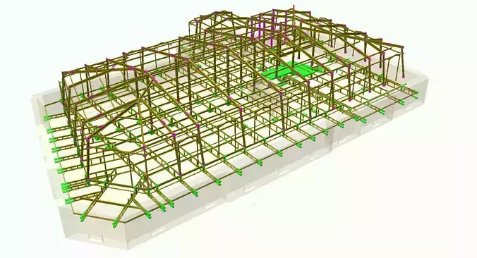 construction of the attic floor and roof 3D model