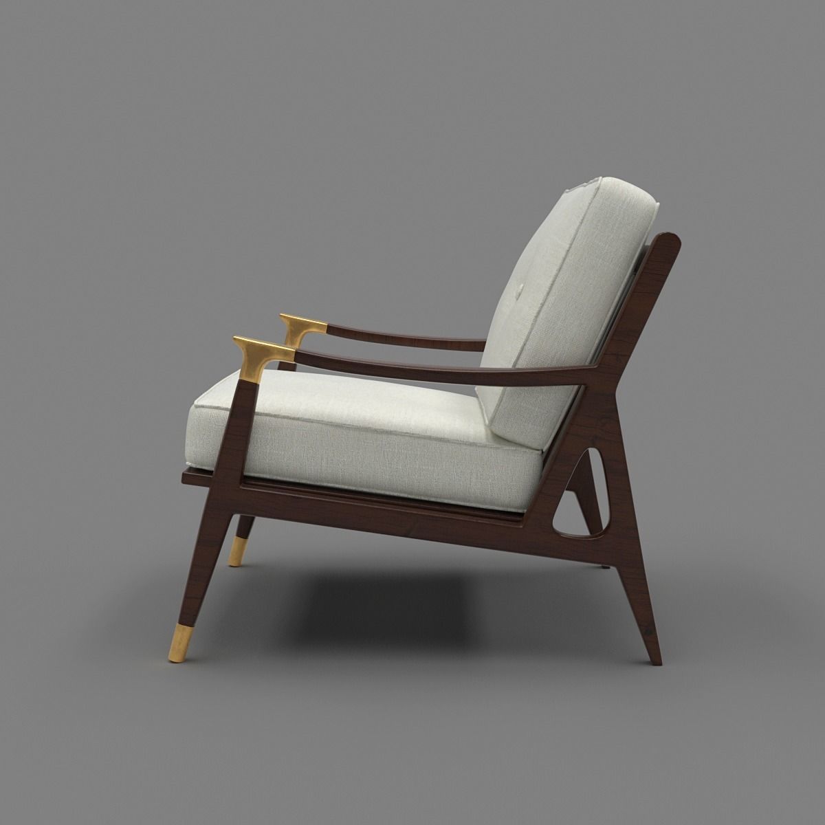 Brass lounge chair 3D model_3