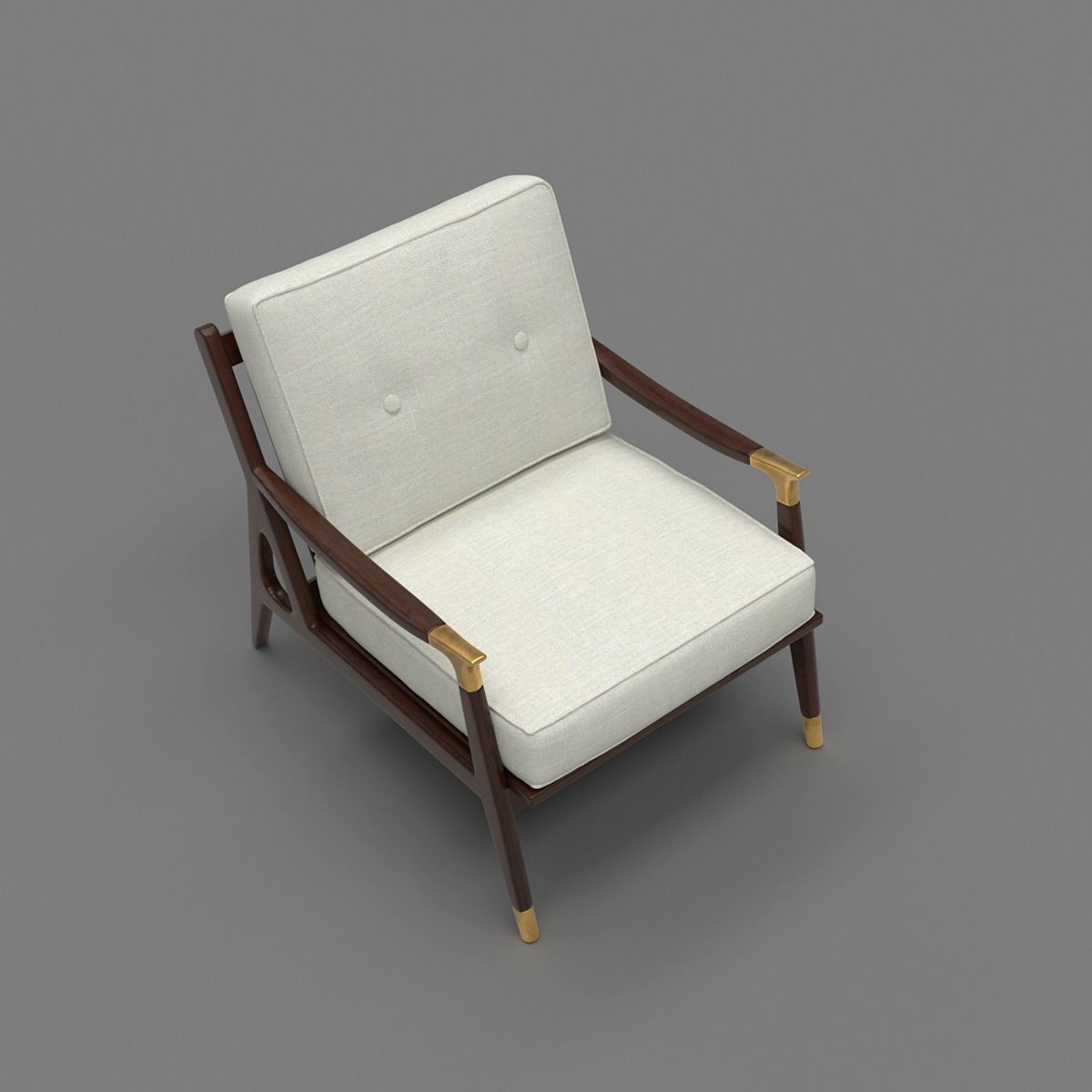 Brass lounge chair 3D model_1