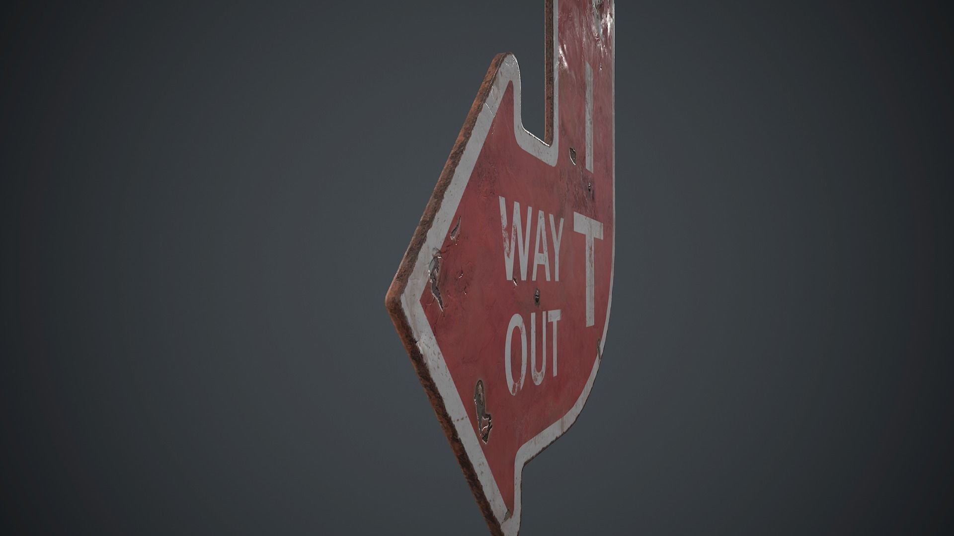 Retro Metal Exit Sign PBR Game Ready Low-poly 3D model_10