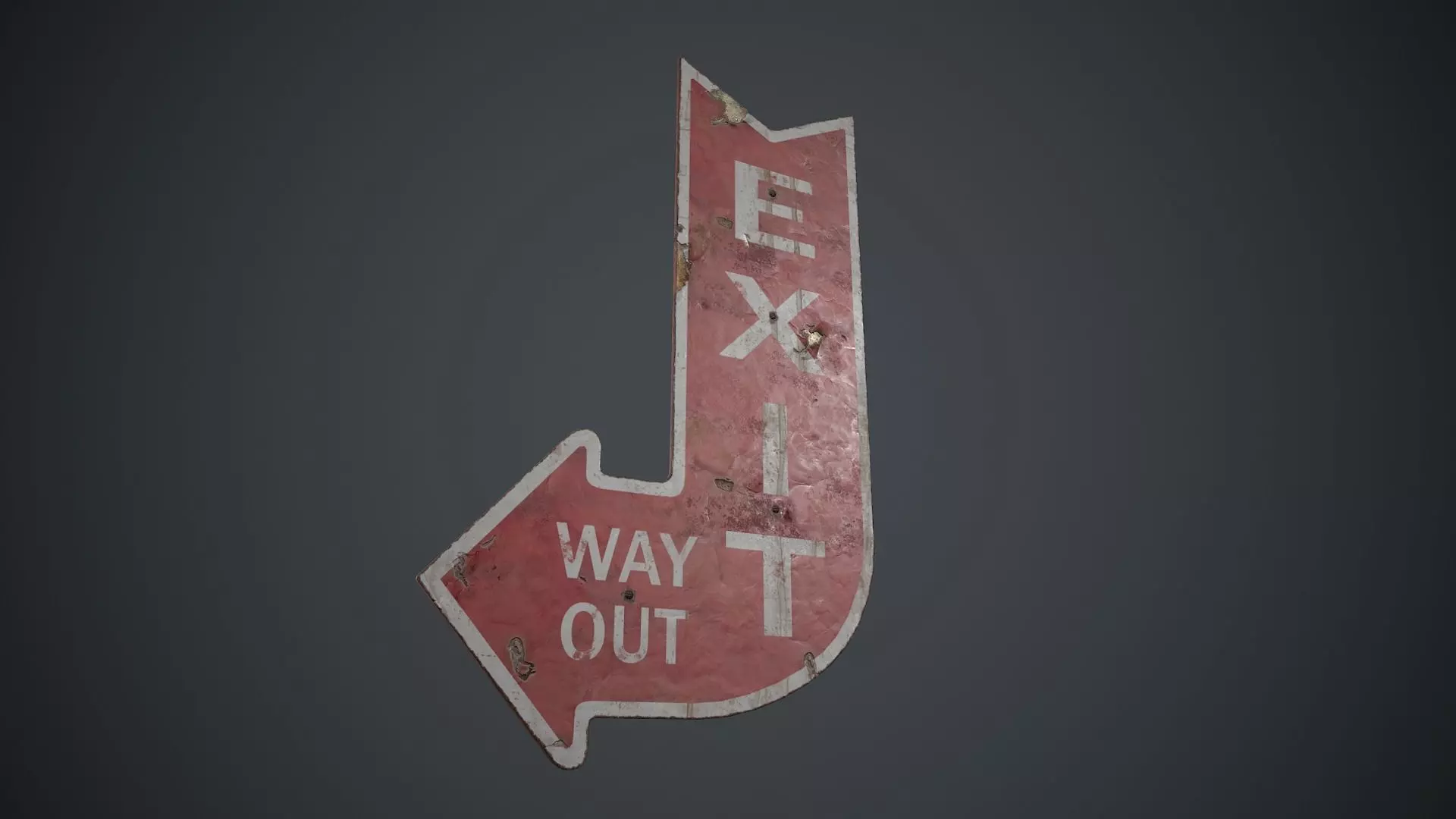 Retro Metal Exit Sign PBR Game Ready Low-poly 3D model_0