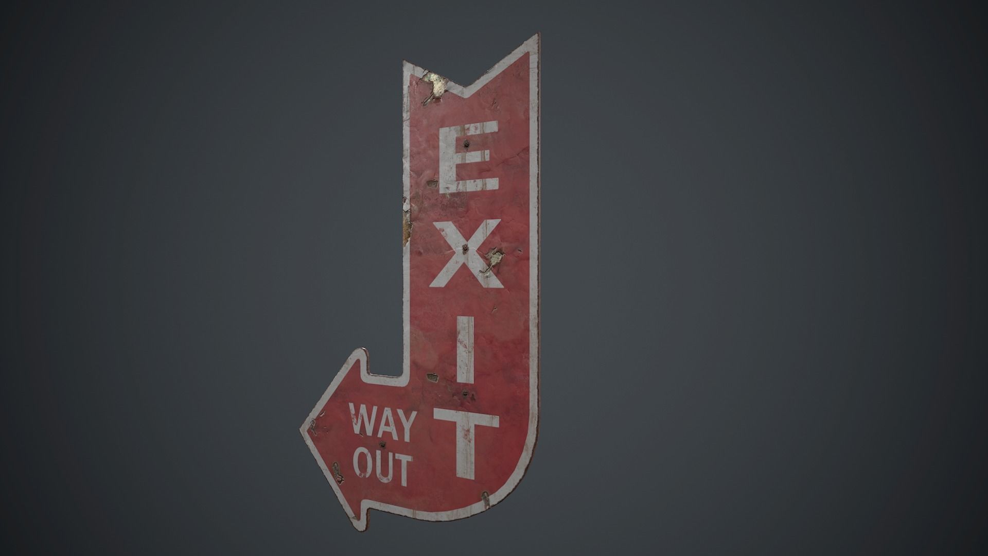 Retro Metal Exit Sign PBR Game Ready Low-poly 3D model_2
