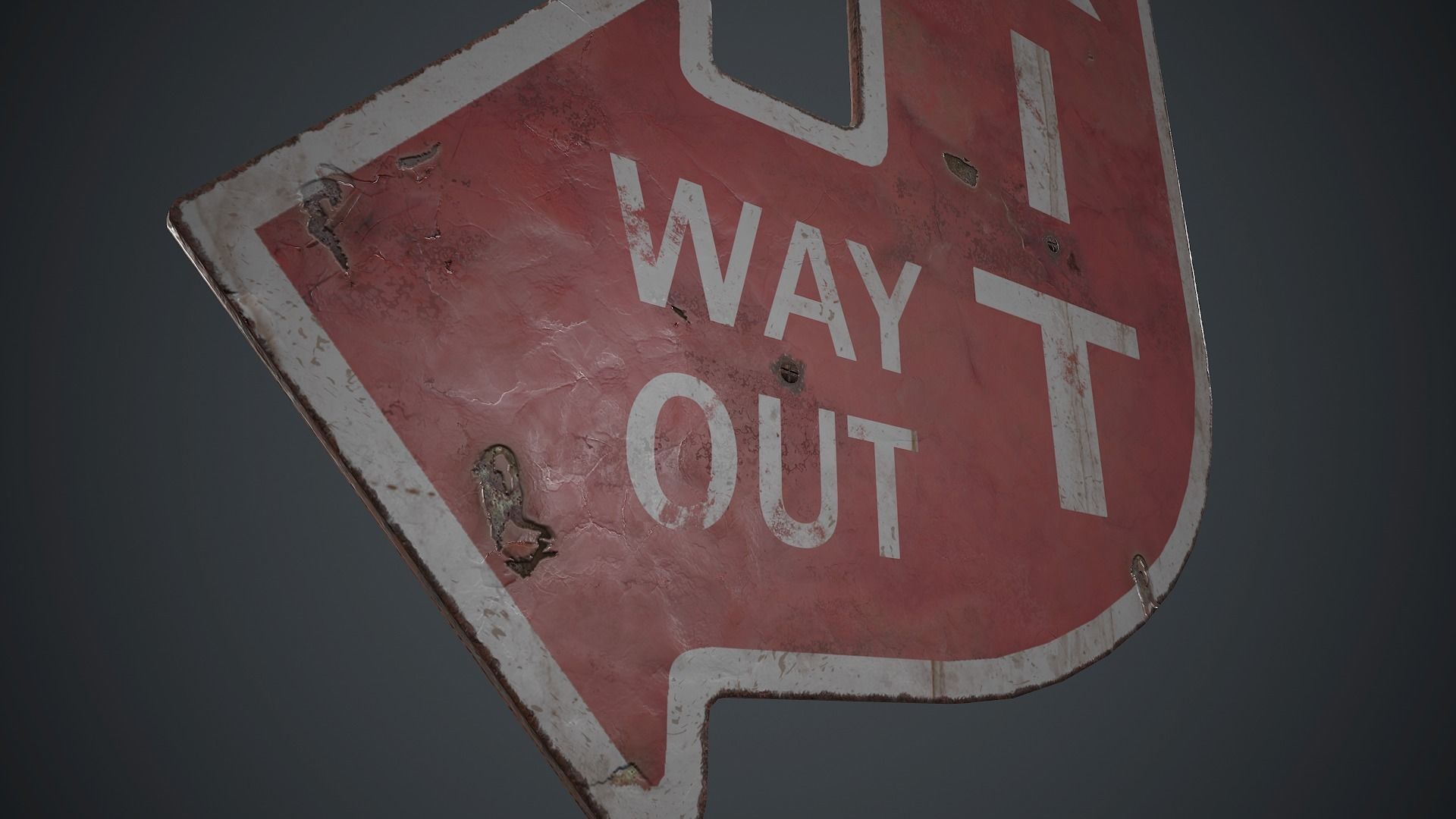 Retro Metal Exit Sign PBR Game Ready Low-poly 3D model_5