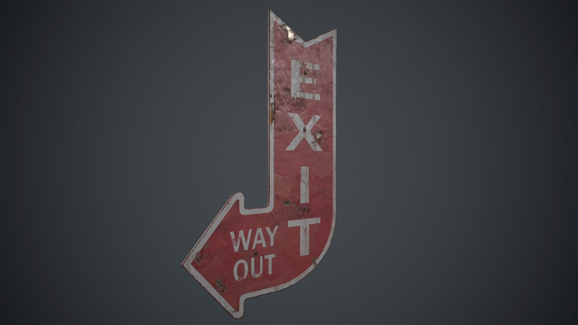 Retro Metal Exit Sign PBR Game Ready Low-poly 3D model_3