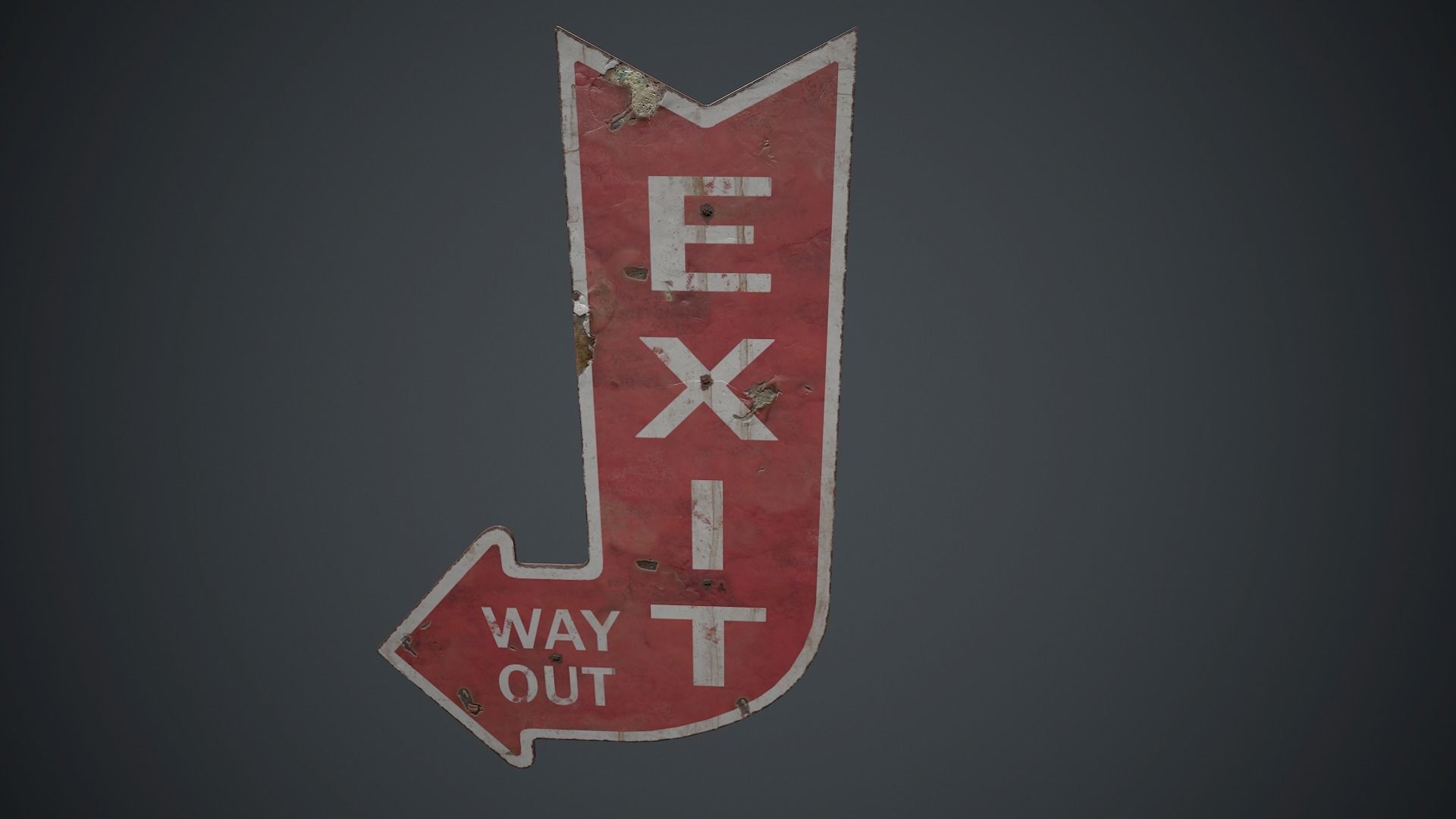 Retro Metal Exit Sign PBR Game Ready Low-poly 3D model_12