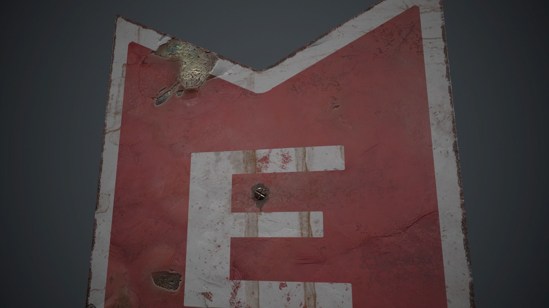 Retro Metal Exit Sign PBR Game Ready Low-poly 3D model_6