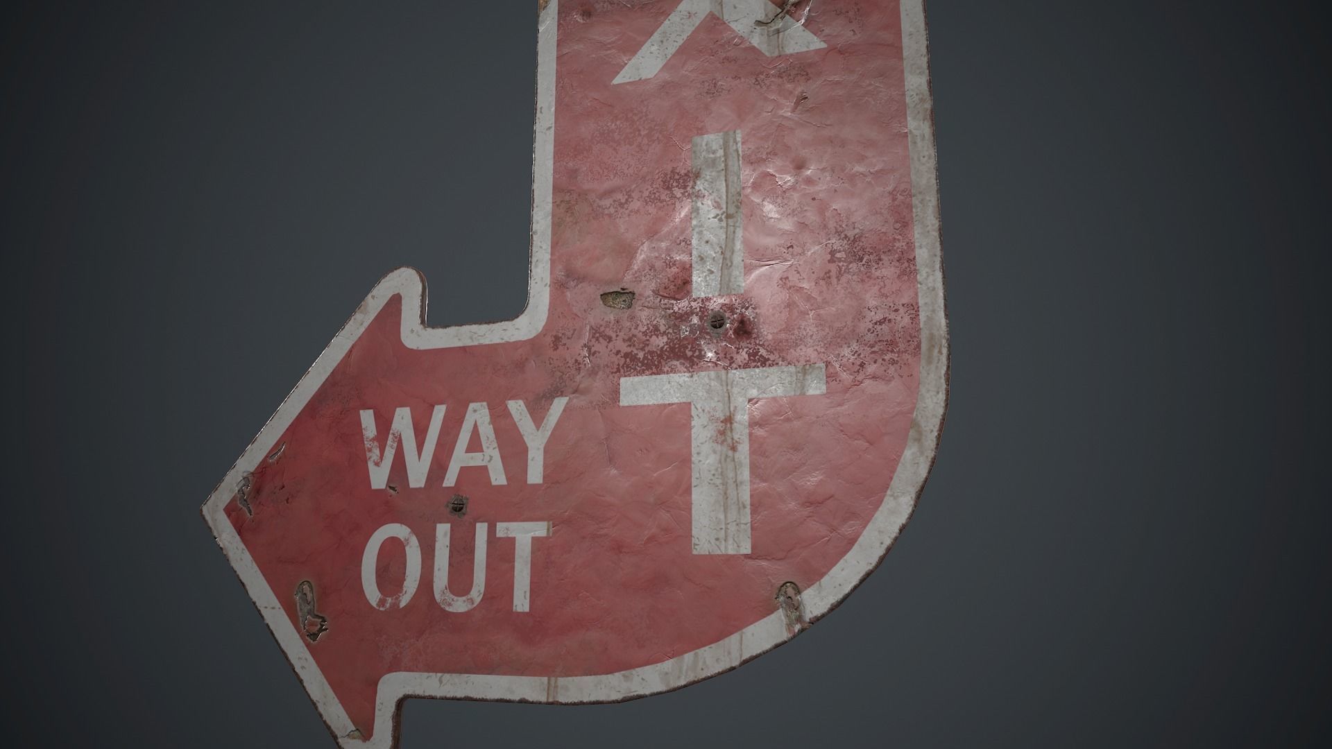 Retro Metal Exit Sign PBR Game Ready Low-poly 3D model_8