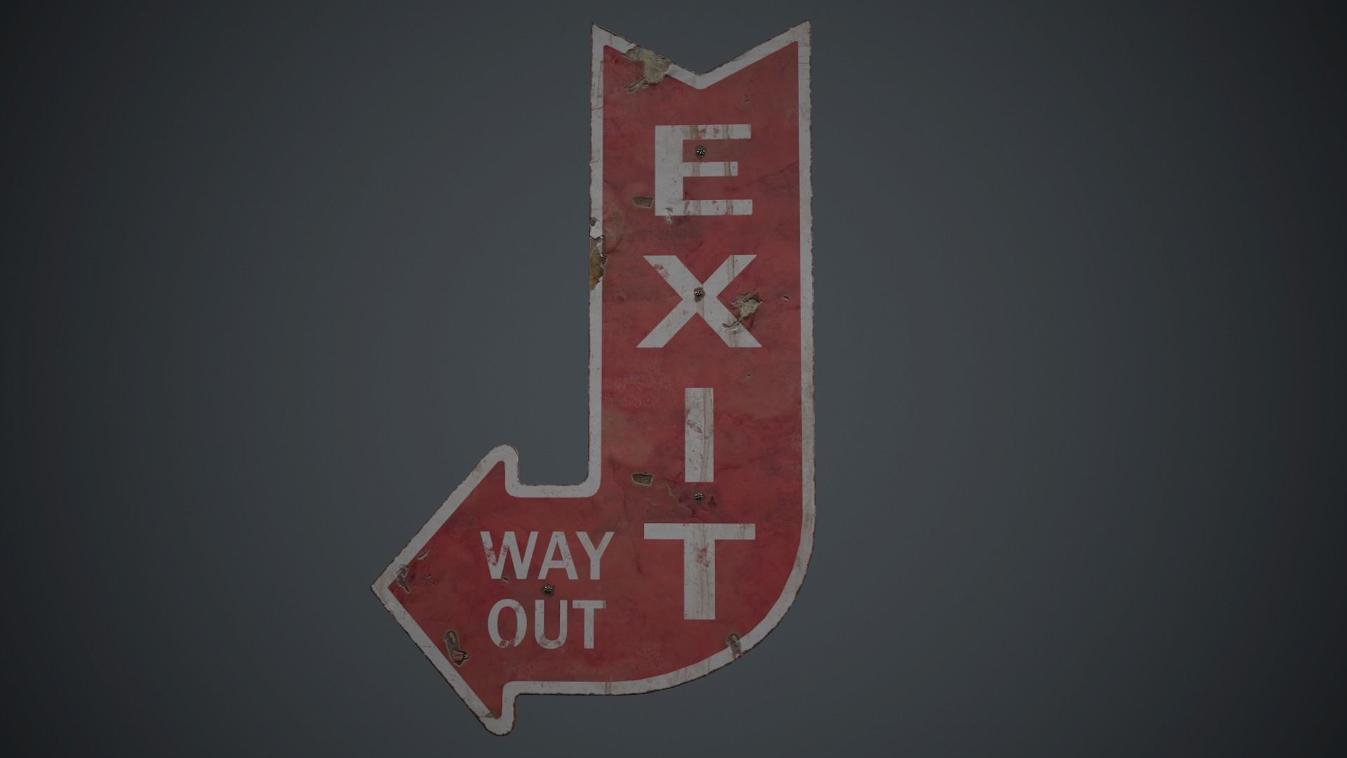 Retro Metal Exit Sign PBR Game Ready Low-poly 3D model_1
