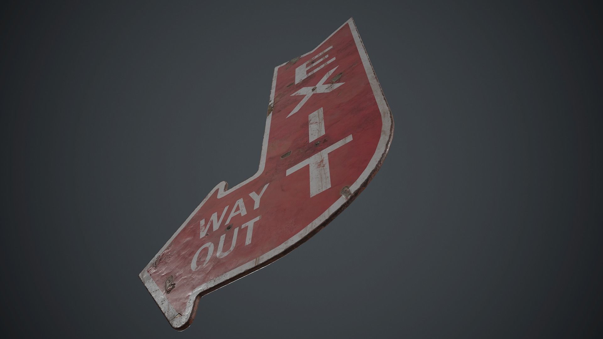 Retro Metal Exit Sign PBR Game Ready Low-poly 3D model_7