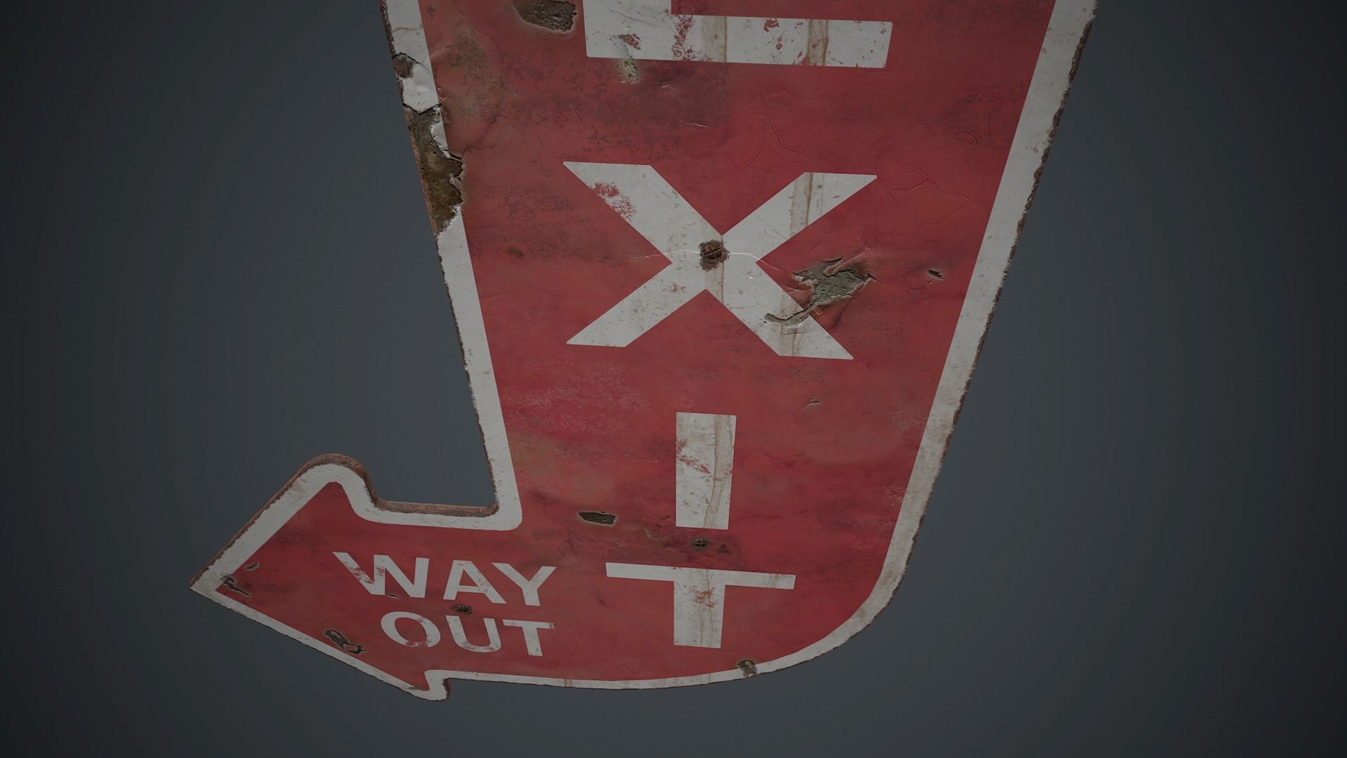 Retro Metal Exit Sign PBR Game Ready Low-poly 3D model_9