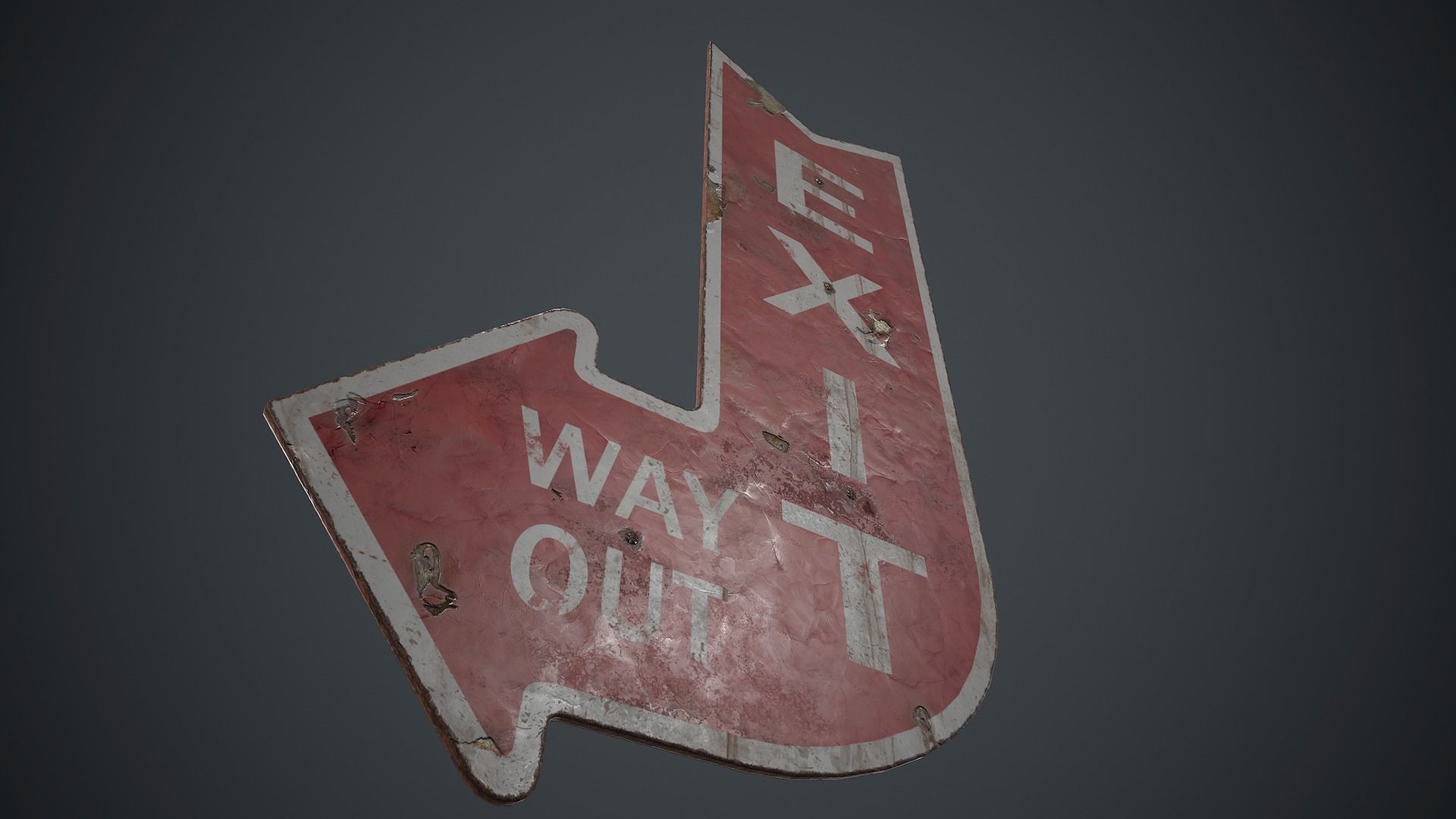 Retro Metal Exit Sign PBR Game Ready Low-poly 3D model_4