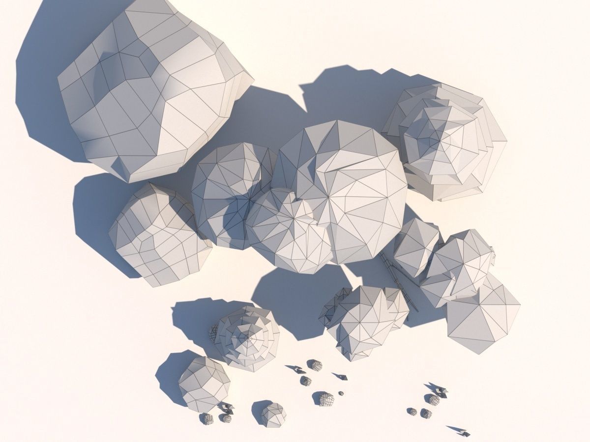 Low Poly Forest Trees Rocks Stones and Grass Low-poly 3D model_3