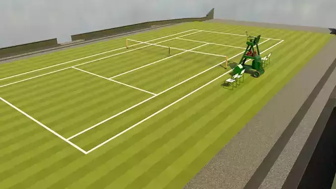 Tennis court Low-poly 3D model