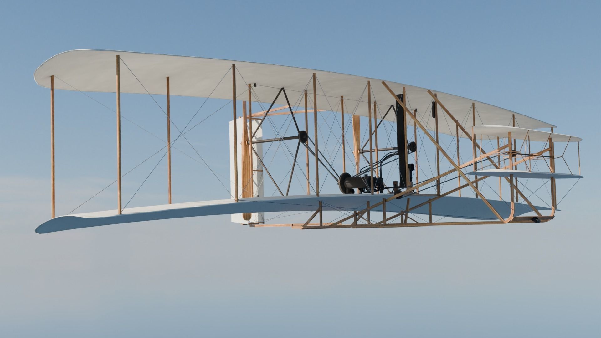 Wright flyer Low-poly 3D model_13