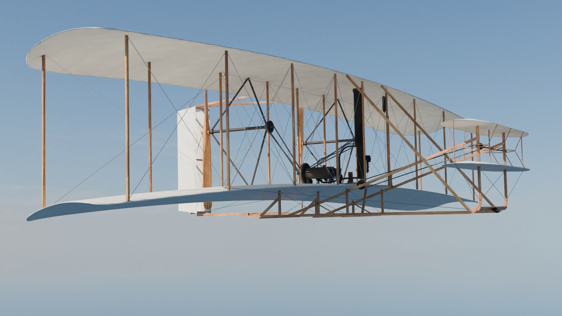 Wright flyer Low-poly 3D model_11