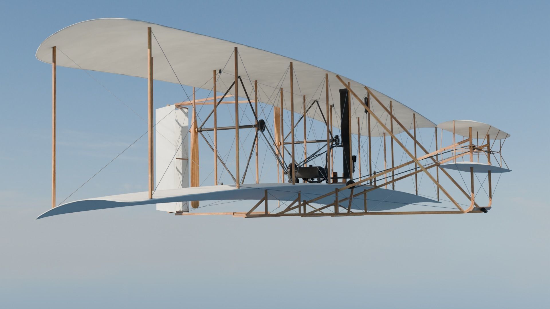 Wright flyer Low-poly 3D model_10
