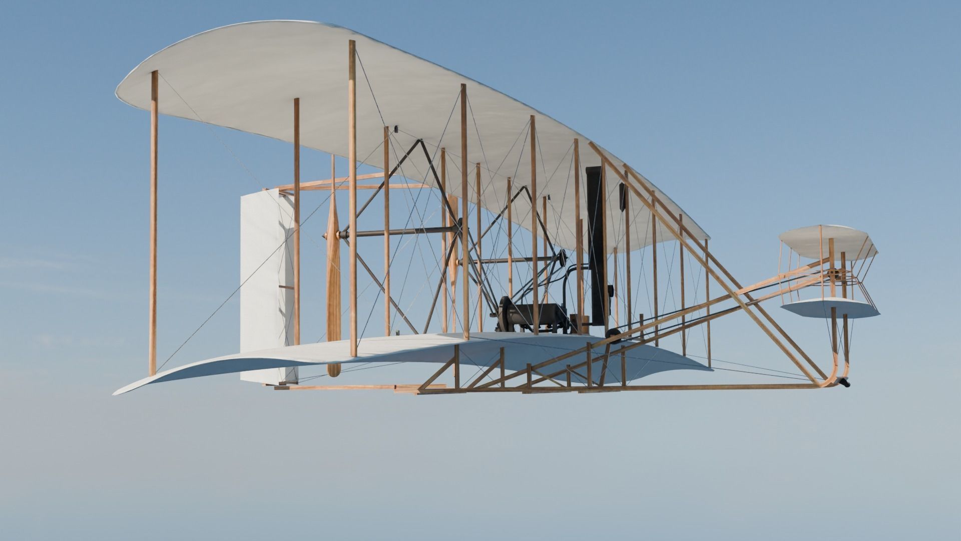 Wright flyer Low-poly 3D model_9