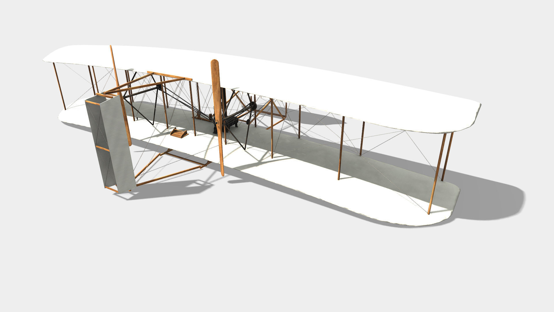 Wright flyer Low-poly 3D model_16