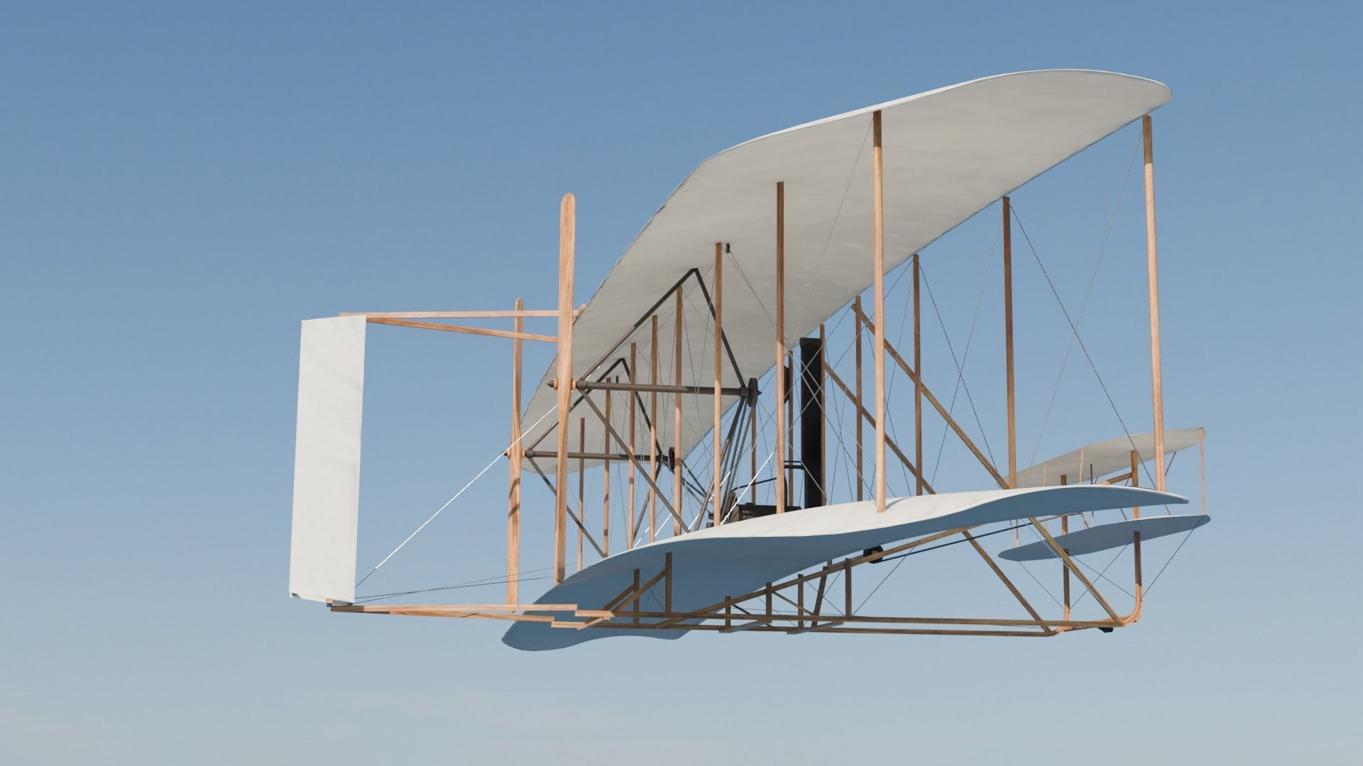 Wright flyer Low-poly 3D model_6
