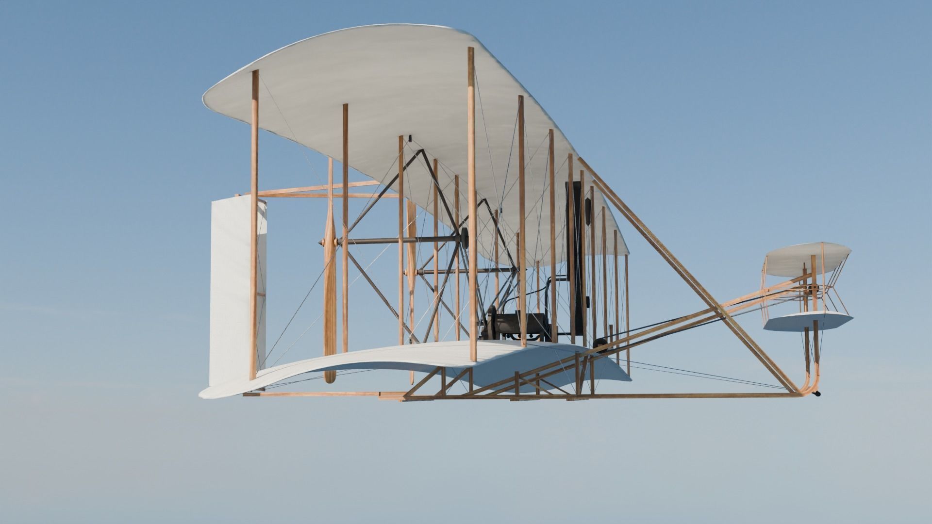 Wright flyer Low-poly 3D model_8