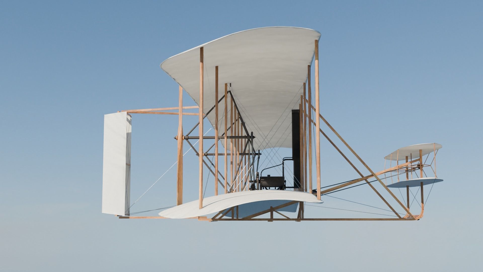 Wright flyer Low-poly 3D model_7