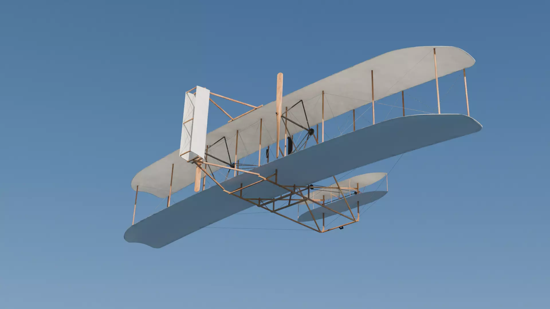 Wright flyer Low-poly 3D model_0