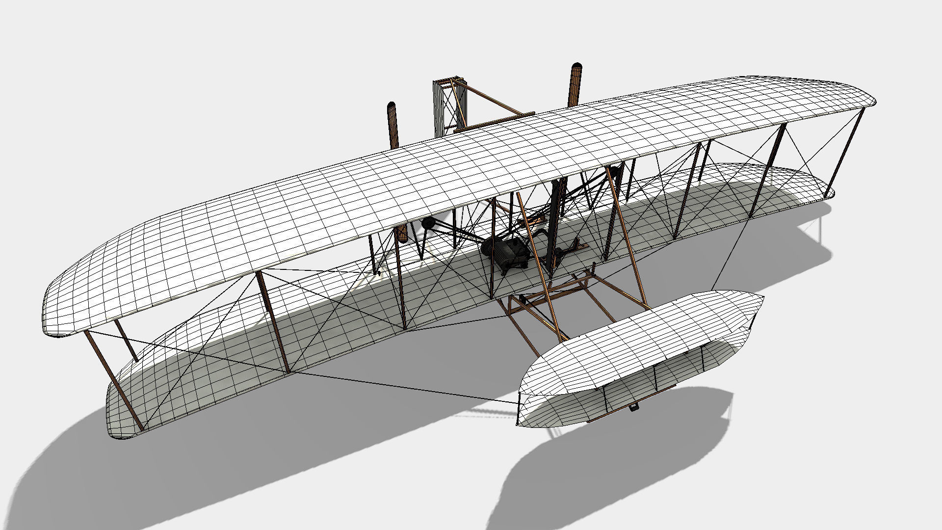 Wright flyer Low-poly 3D model_20