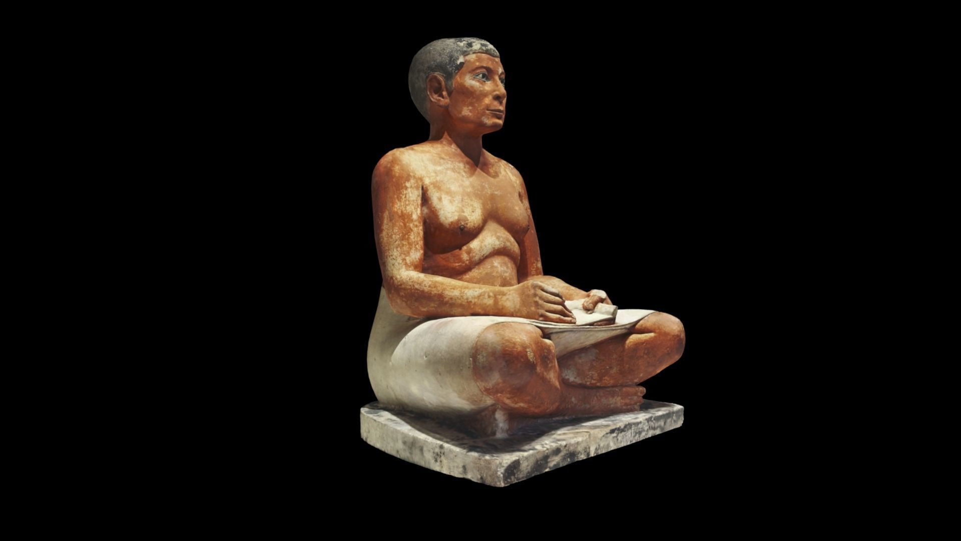 The Seated Scribe from the Louvre museum 3D model_2