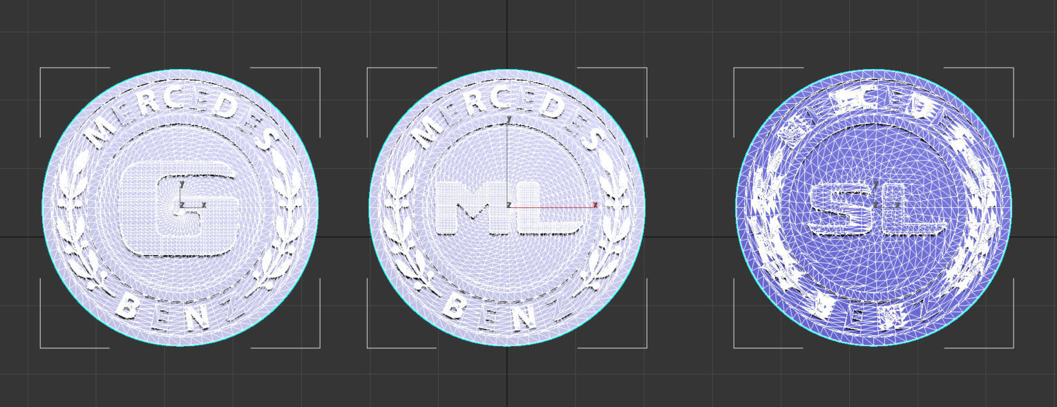 mercedes three badges 3D print model_2