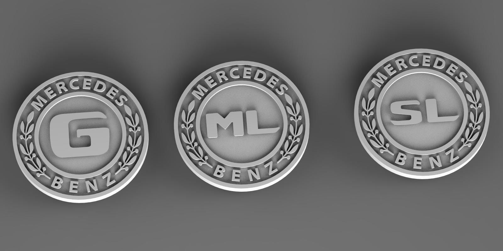 mercedes three badges 3D print model_1
