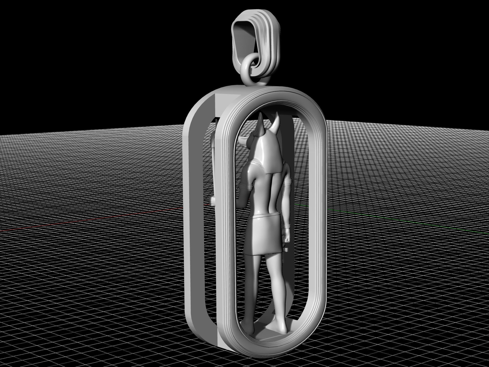 Horus and Anubis pendant 3D print model_21