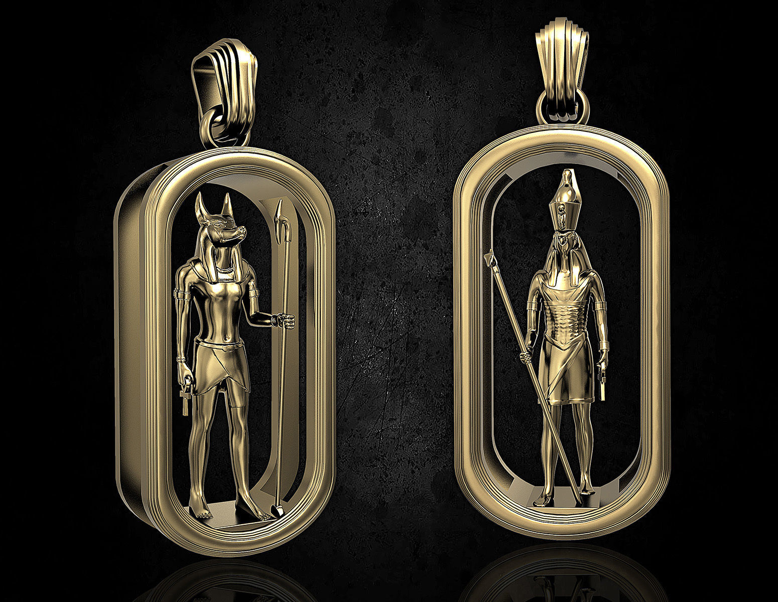 Horus and Anubis pendant 3D print model_1