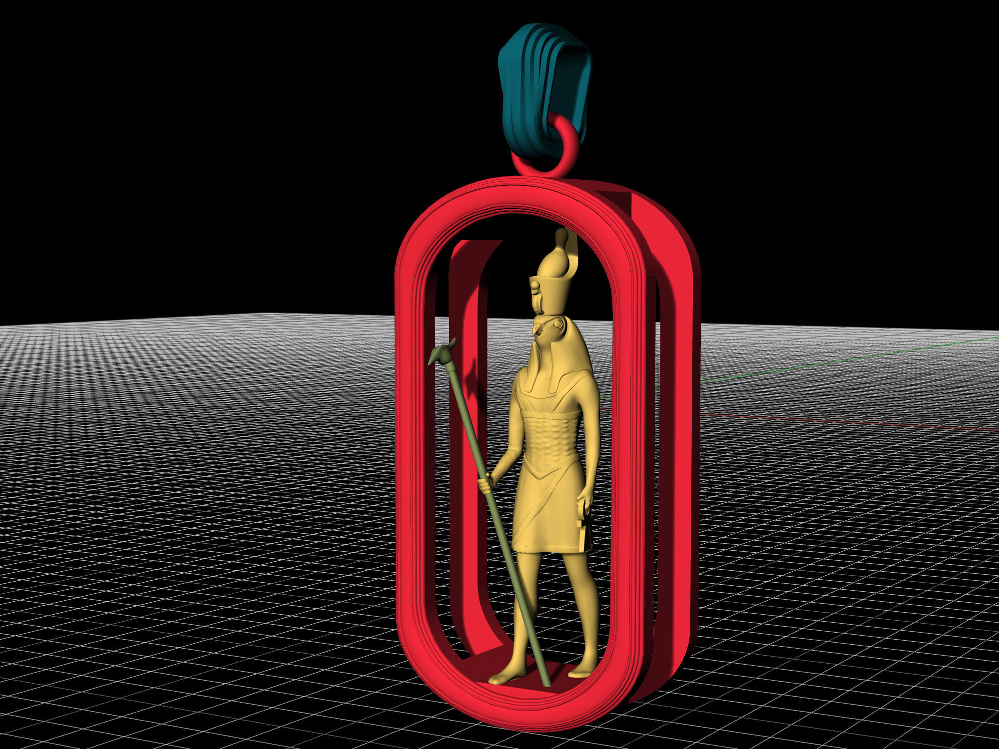 Horus and Anubis pendant 3D print model_19