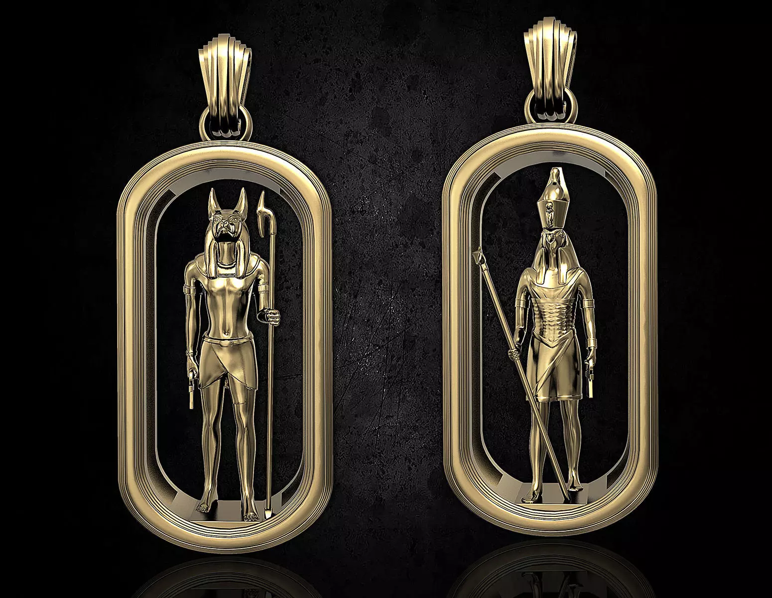 Horus and Anubis pendant 3D print model_0