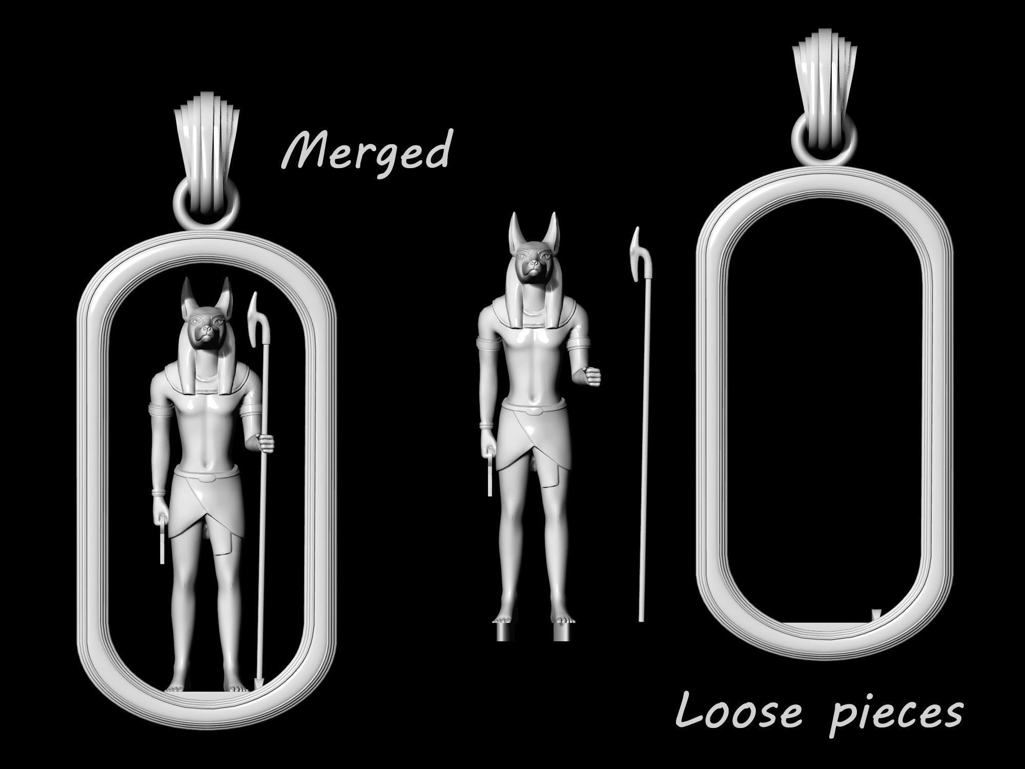 Horus and Anubis pendant 3D print model_13