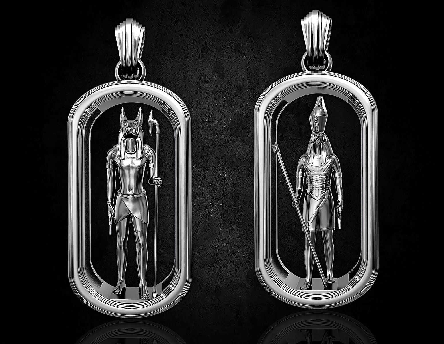 Horus and Anubis pendant 3D print model_2