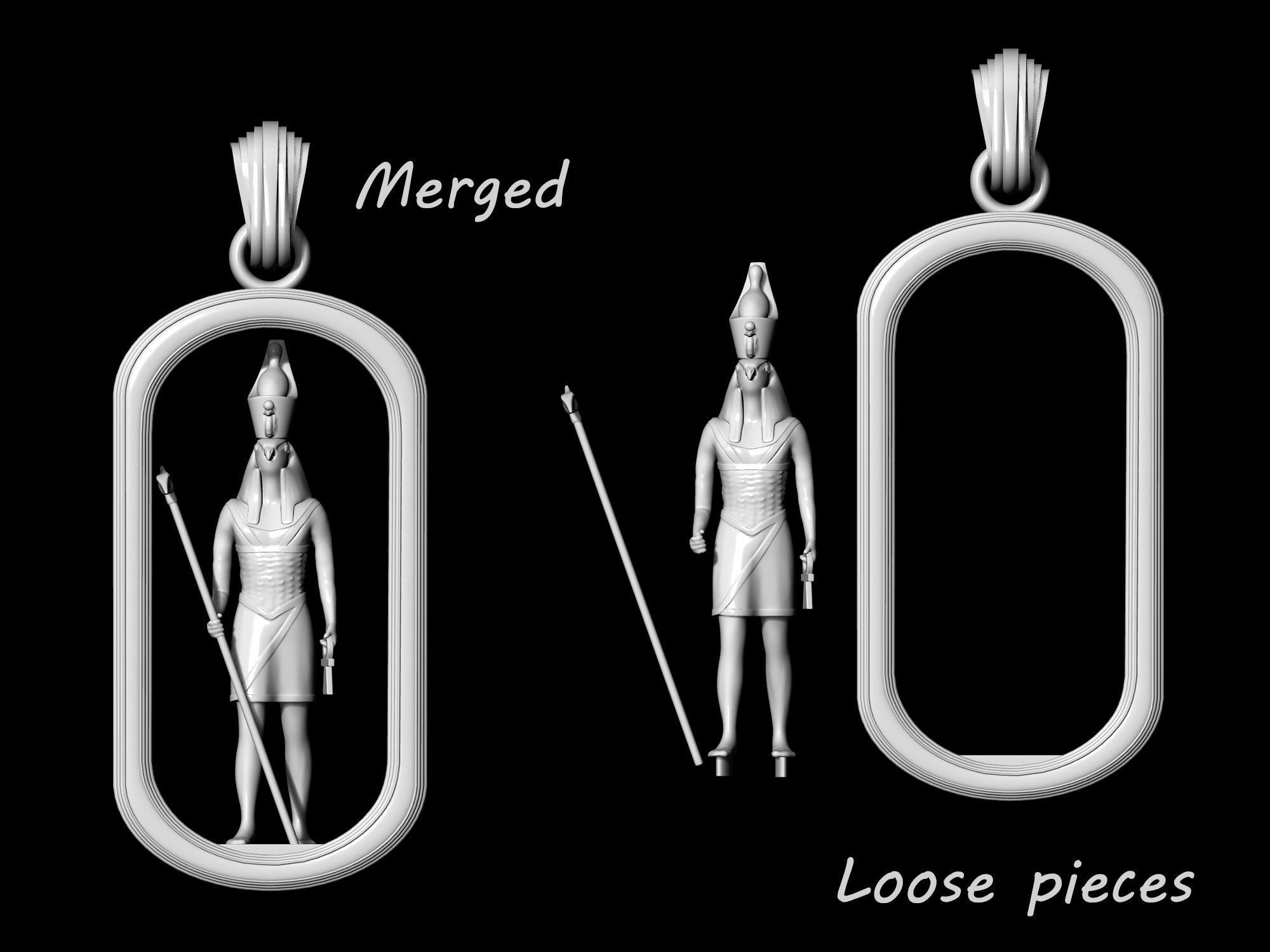 Horus and Anubis pendant 3D print model_14