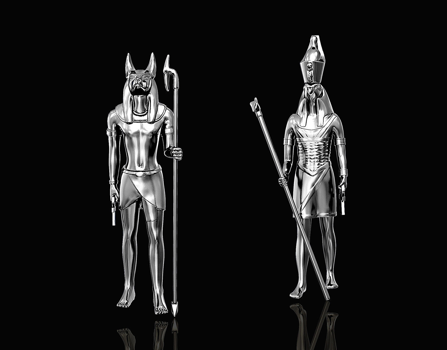 Horus and Anubis pendant 3D print model_4