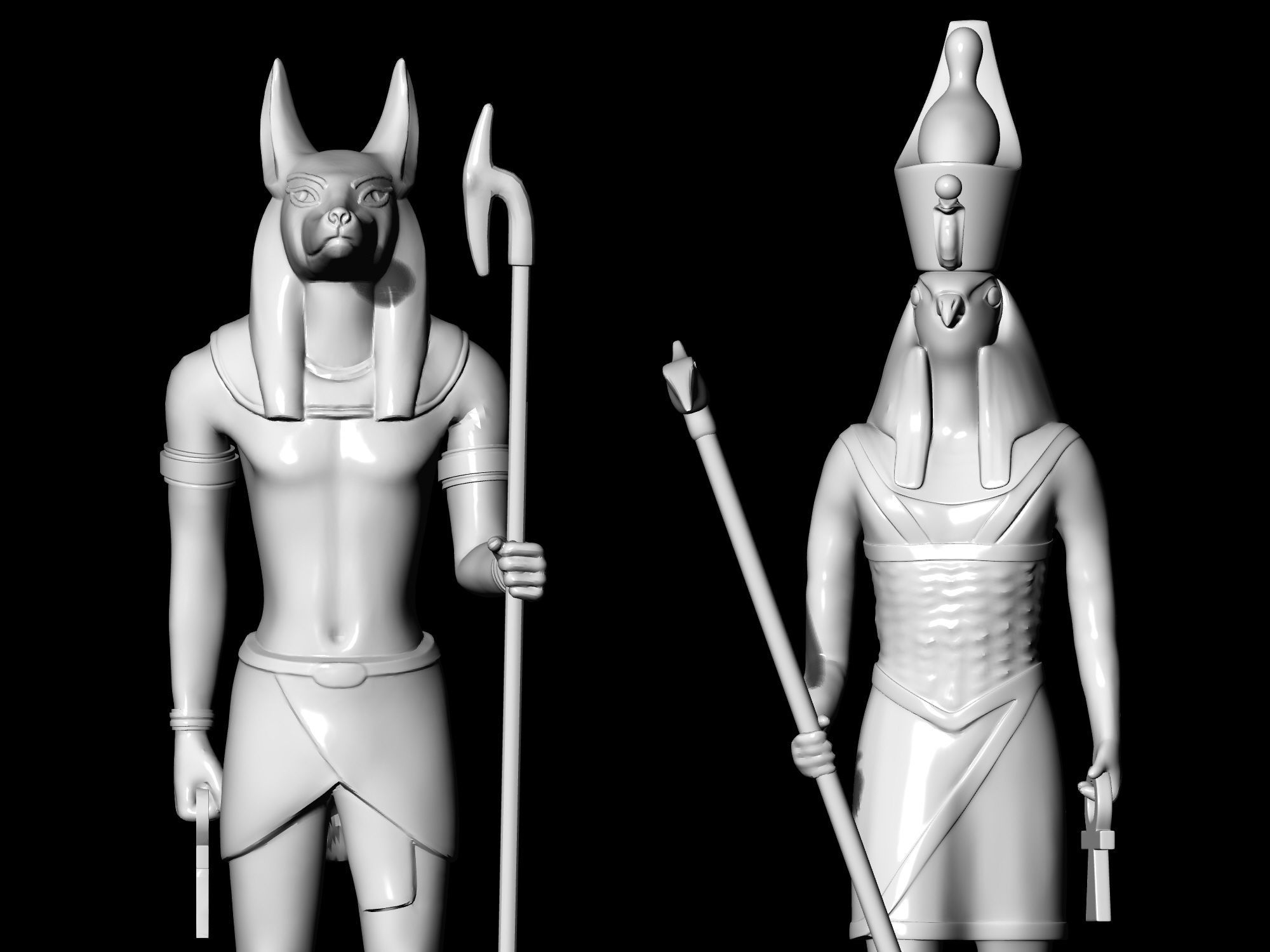 Horus and Anubis pendant 3D print model_12