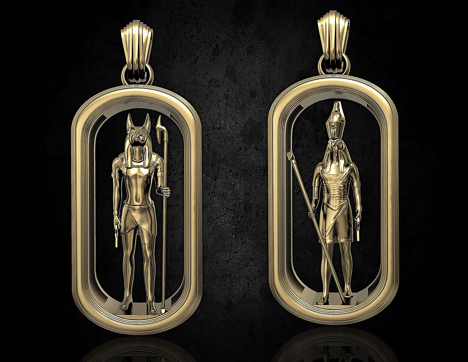 Horus and Anubis pendant 3D print model_5