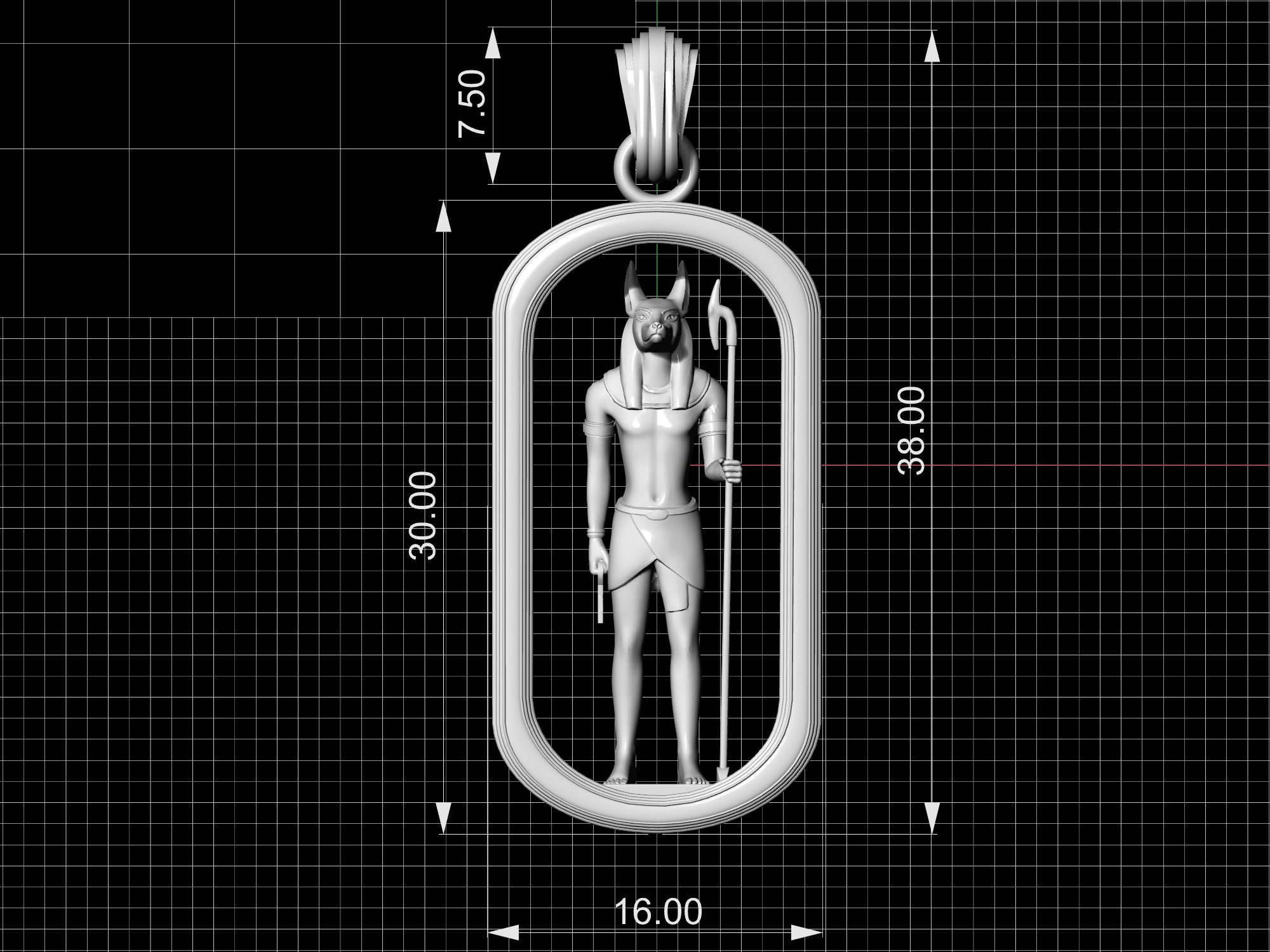 Horus and Anubis pendant 3D print model_15