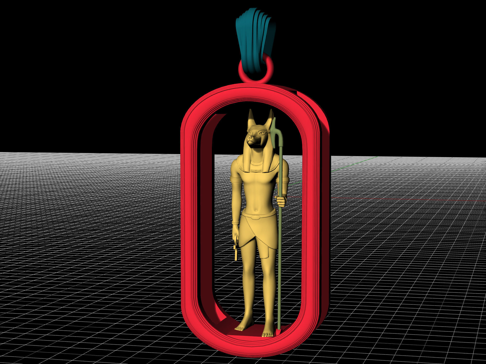 Horus and Anubis pendant 3D print model_20