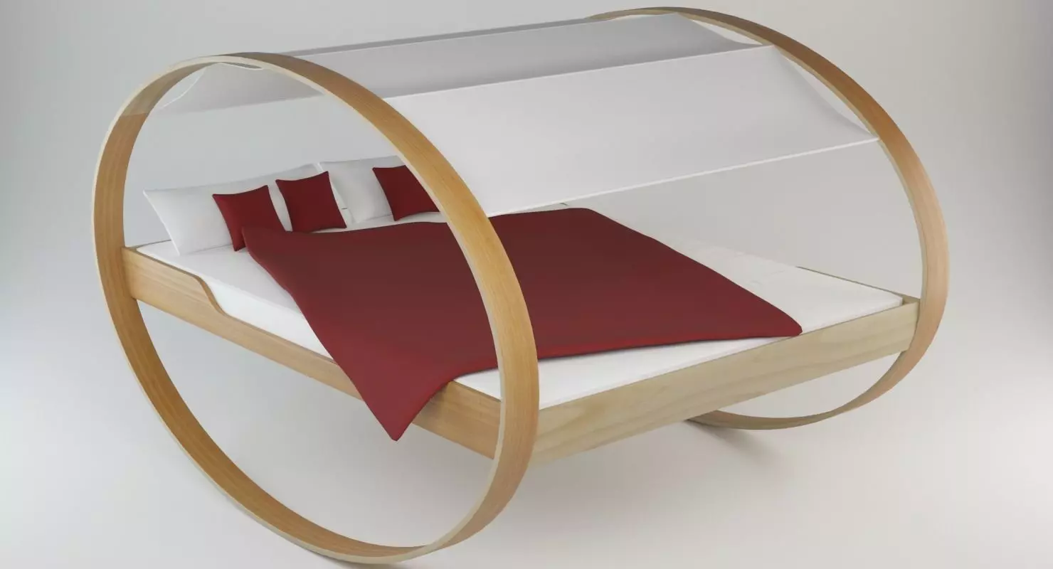 Modern Bed with Tent 3D model_0