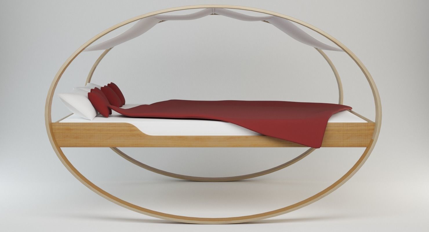 Modern Bed with Tent 3D model_2