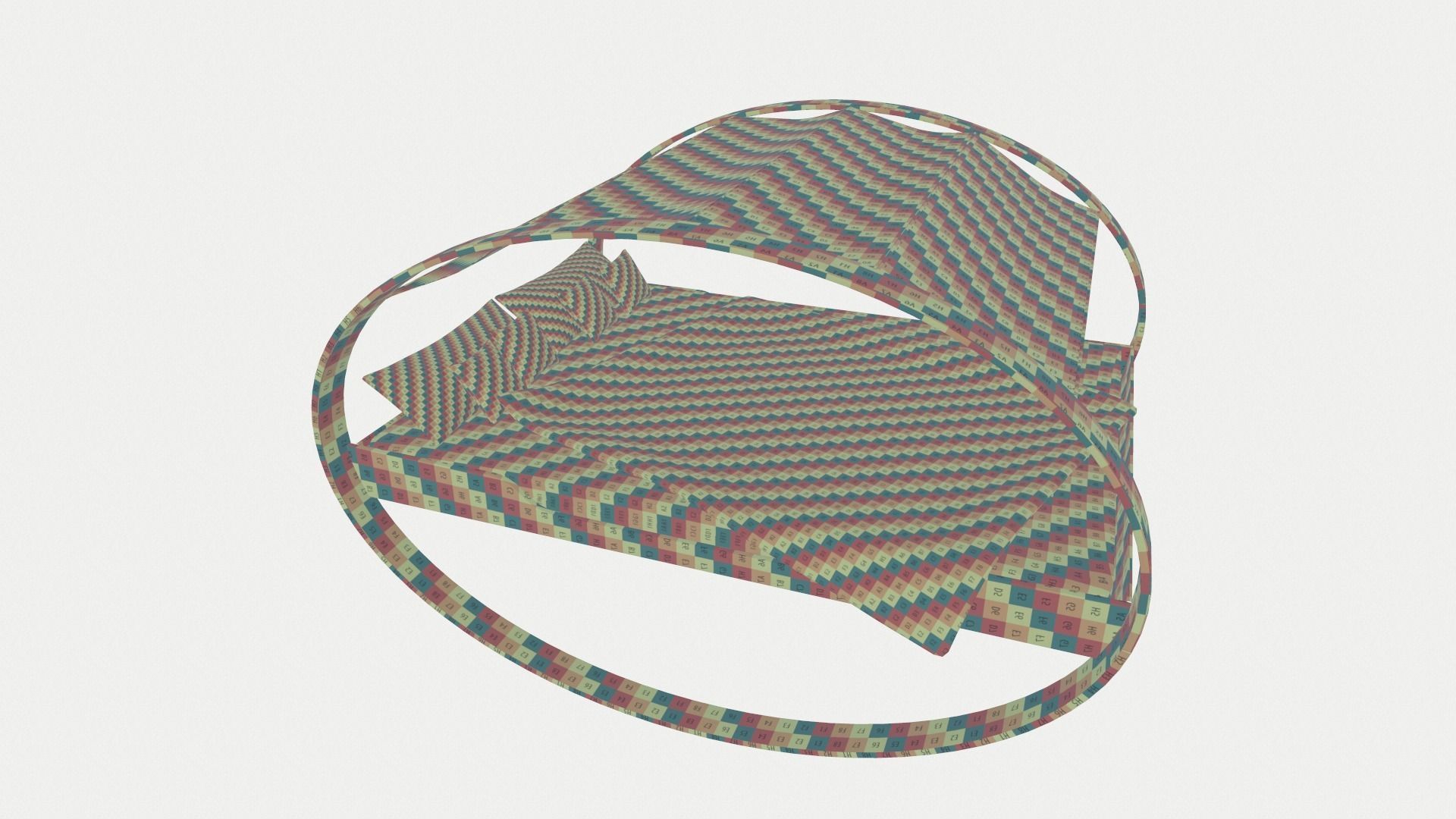 Modern Bed with Tent 3D model_8